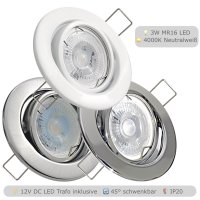 LED Einbauleuchte Alina 3W, 12V, 4000K, inkl. LED Trafo
