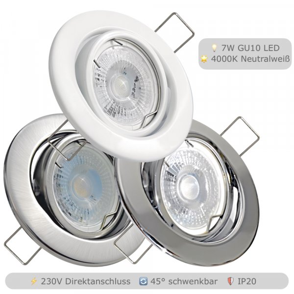 LED Einbauspot Alina 7W GU10 | 230V | 4000K | IP20