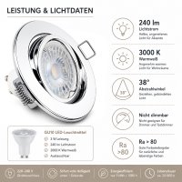 LED Einbaustrahler Alina / 3W GU10 / Warmweiß 3000K...