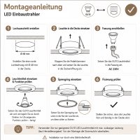 LED Einbaustrahler Alina / 3W GU10 / Warmweiß 3000K / Schwenkbar