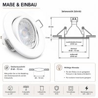 LED Einbaustrahler Alina / 3W GU10 / Neutralweiß 4000K / Schwenkbar