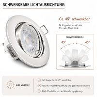 LED Einbaustrahler Alina / 3W GU10 / Neutralweiß 4000K / Schwenkbar