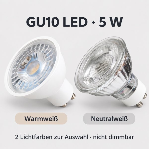 GU10 LED-Leuchtmittel 5W – Warmweiß oder Neutralweiß – nicht dimmbar