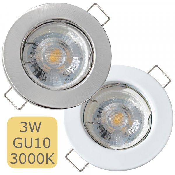 LED Einbaustrahler Lotta / 3W GU10 / Warmweiß 3000K / Nicht schwenkbar