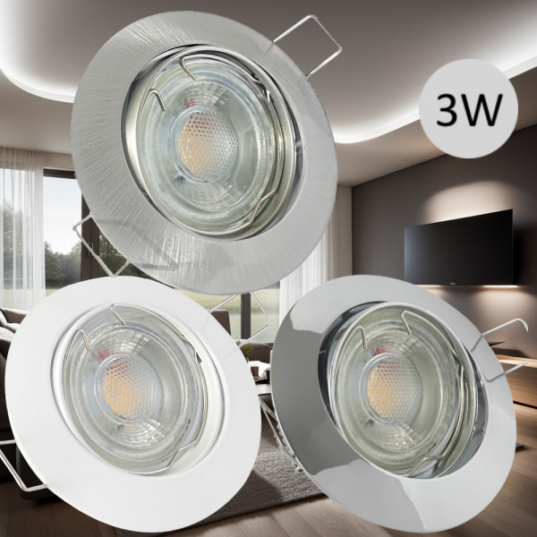 3 Watt - LED Einbaustrahler Lukas - 230V - GU10 Fassung - Schwenkbar