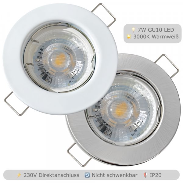 LED Einbauspot Lotta 7W GU10 | 230V | 3000K | IP20
