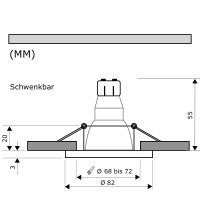 3 Watt - LED Einbauleuchte Lana - 12V - MR16 Fassung - Schwenkbar
