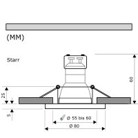 5,5 Watt - SMD Einbaustrahler Lotta - 230V - Step Dimmbar - Starr