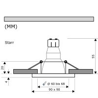 3 Watt - LED Bad Einbauleuchte Enya - IP44 - 12V - MR16 Fassung - Starr