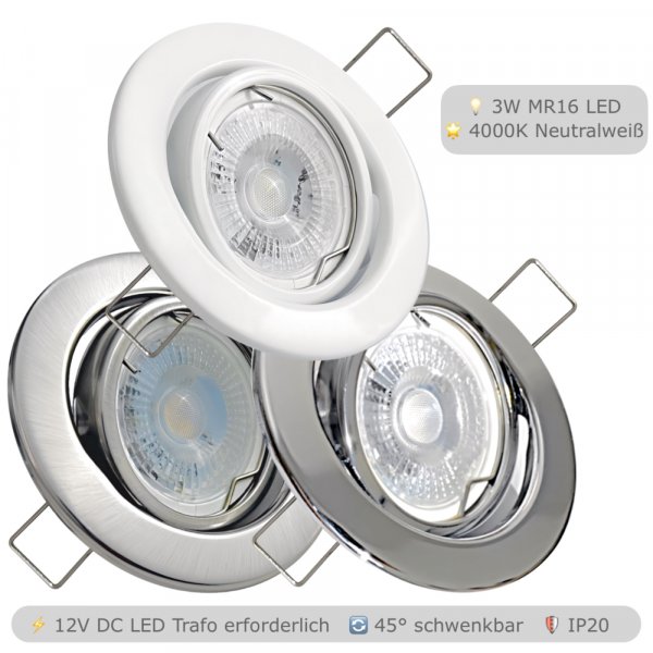 LED Einbauleuchte Alina 3W - GU5.3, 12V DC, neutralweiß