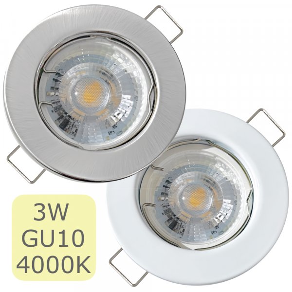 LED Einbaustrahler Lotta / 3W GU10 / Neutralweiß 4000K / Nicht schwenkbar